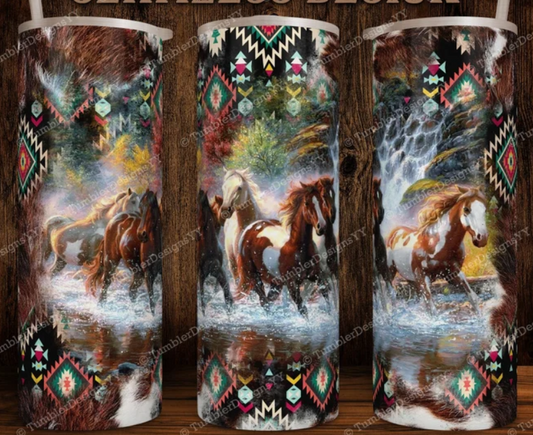 Cowhide Aztec Horse Tumbler