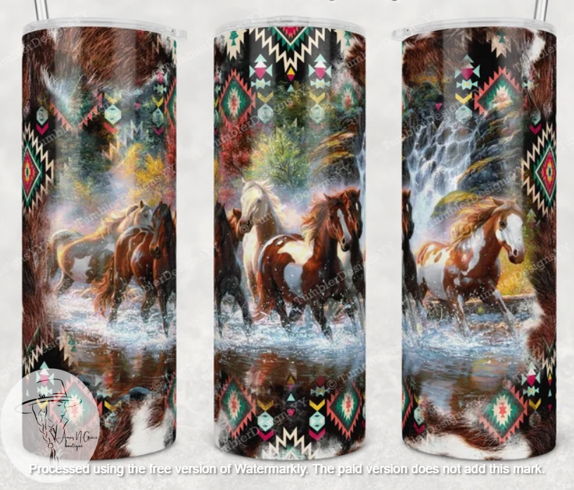 Cowhide/Aztec Horse Tumbler