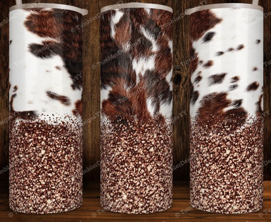 Cow Print/Glitter Tumbler